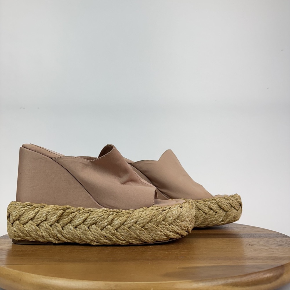 New Womens Paloma Barcelo Lala Pink Satin Espadrille Platform Wedge Sandal Sz 41